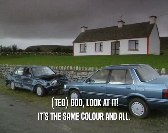 (TED) GOD, LOOK AT IT! IT'S THE SAME COLOUR AND ALL. 