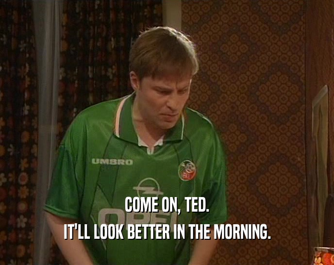 COME ON, TED. IT'LL LOOK BETTER IN THE MORNING. 