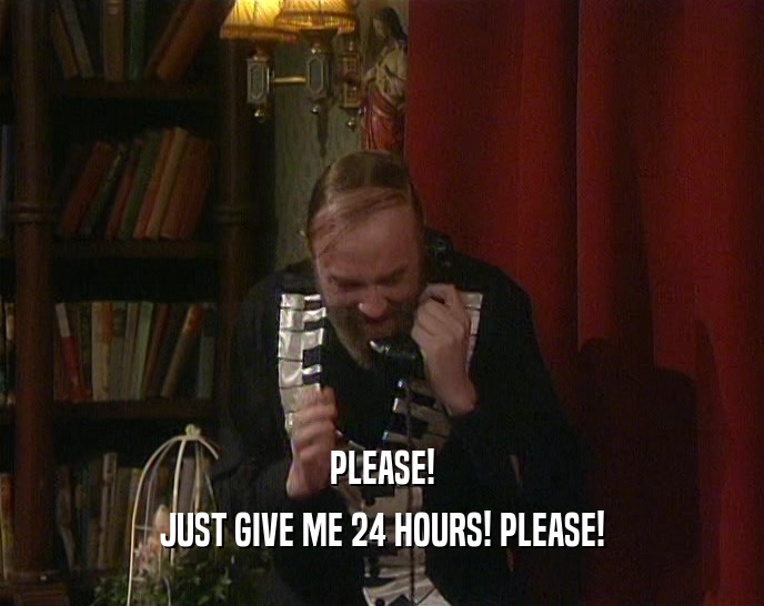 PLEASE! JUST GIVE ME 24 HOURS! PLEASE! 