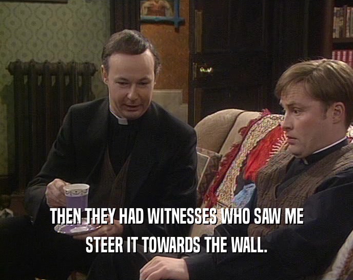 THEN THEY HAD WITNESSES WHO SAW ME STEER IT TOWARDS THE WALL. 
