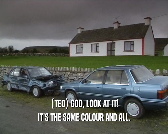 (TED) GOD, LOOK AT IT! IT'S THE SAME COLOUR AND ALL. 