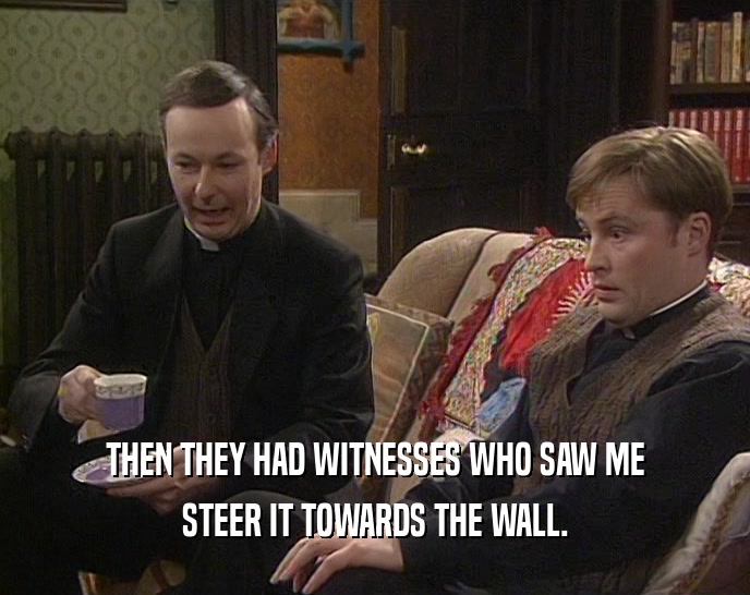 THEN THEY HAD WITNESSES WHO SAW ME STEER IT TOWARDS THE WALL. 