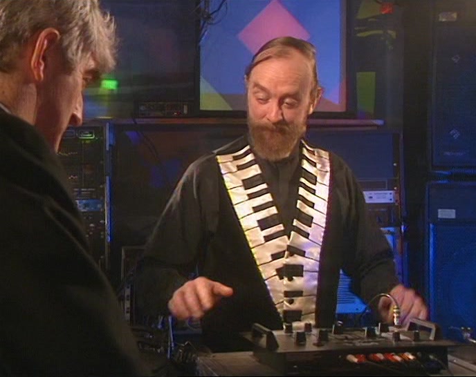 HERE WE HAVE THE TURNTABLES, WHICH I CONTROL FROM THE MIXING DESK. 