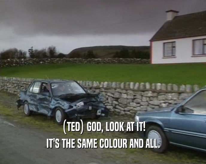 (TED) GOD, LOOK AT IT! IT'S THE SAME COLOUR AND ALL. 