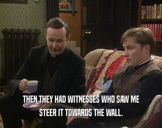 THEN THEY HAD WITNESSES WHO SAW ME STEER IT TOWARDS THE WALL. 