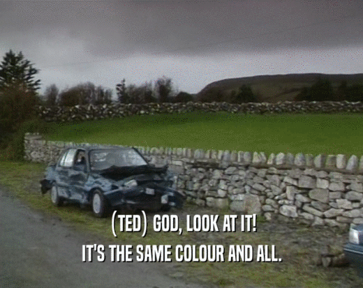 (TED) GOD, LOOK AT IT!
 IT'S THE SAME COLOUR AND ALL.
 