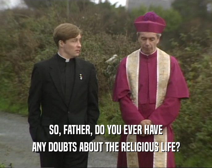 SO, FATHER, DO YOU EVER HAVE ANY DOUBTS ABOUT THE RELIGIOUS LIFE? 
