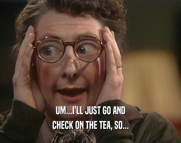 UM...I'LL JUST GO AND CHECK ON THE TEA, SO... 