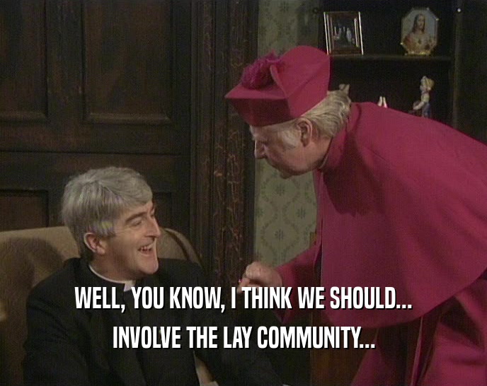 WELL, YOU KNOW, I THINK WE SHOULD...
 INVOLVE THE LAY COMMUNITY...
 