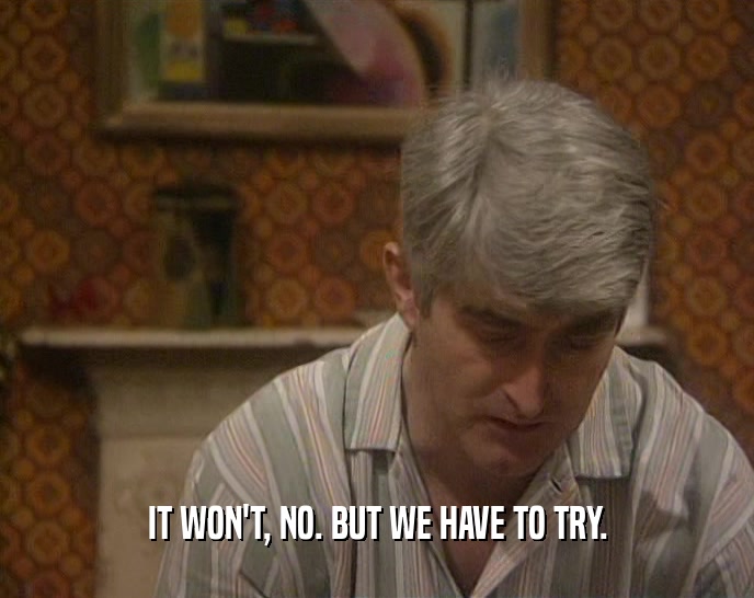 IT WON'T, NO. BUT WE HAVE TO TRY.  
