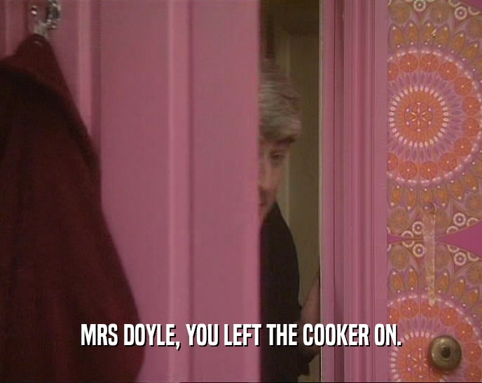 MRS DOYLE, YOU LEFT THE COOKER ON.  