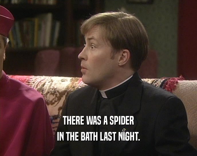 THERE WAS A SPIDER IN THE BATH LAST NIGHT. 