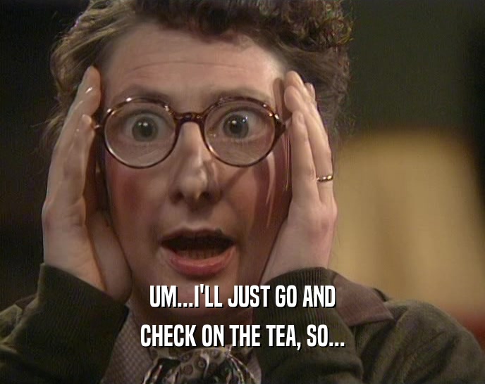 UM...I'LL JUST GO AND CHECK ON THE TEA, SO... 