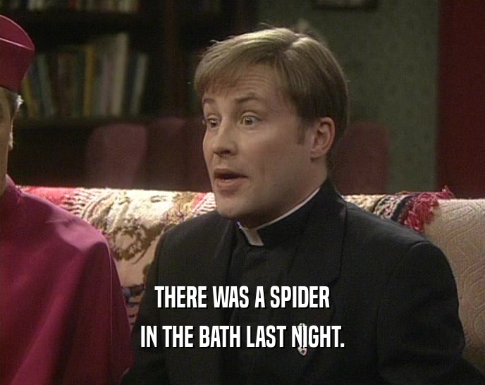 THERE WAS A SPIDER IN THE BATH LAST NIGHT. 