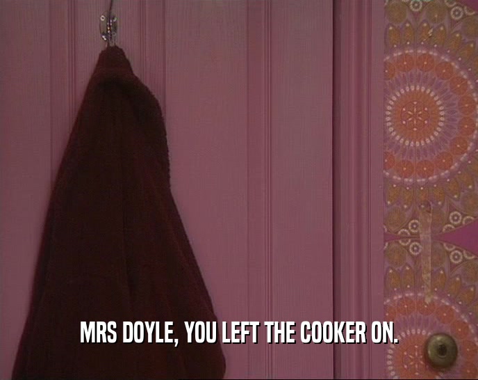 MRS DOYLE, YOU LEFT THE COOKER ON.  