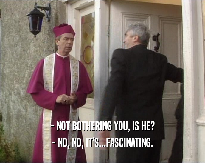 - NOT BOTHERING YOU, IS HE? - NO, NO, IT'S...FASCINATING. 