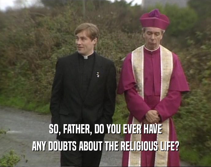 SO, FATHER, DO YOU EVER HAVE ANY DOUBTS ABOUT THE RELIGIOUS LIFE? 