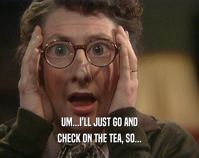 UM...I'LL JUST GO AND CHECK ON THE TEA, SO... 