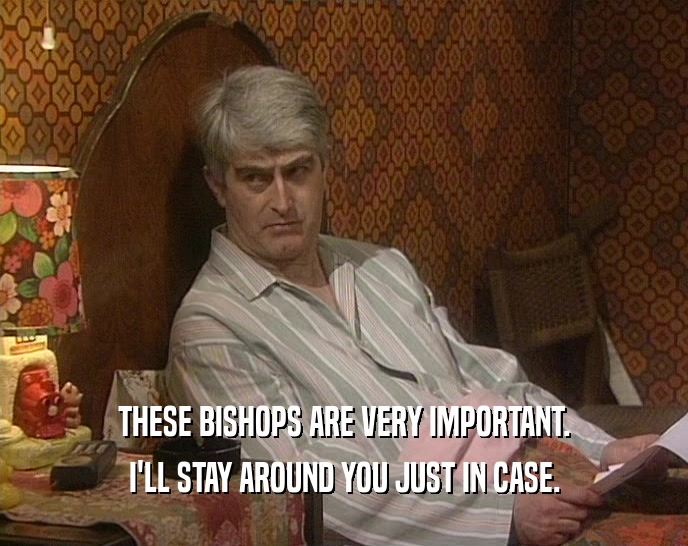 THESE BISHOPS ARE VERY IMPORTANT. I'LL STAY AROUND YOU JUST IN CASE. 