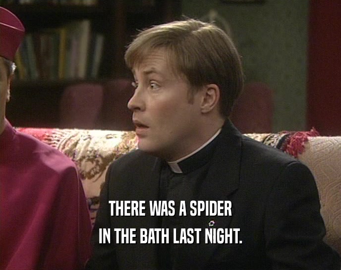 THERE WAS A SPIDER IN THE BATH LAST NIGHT. 