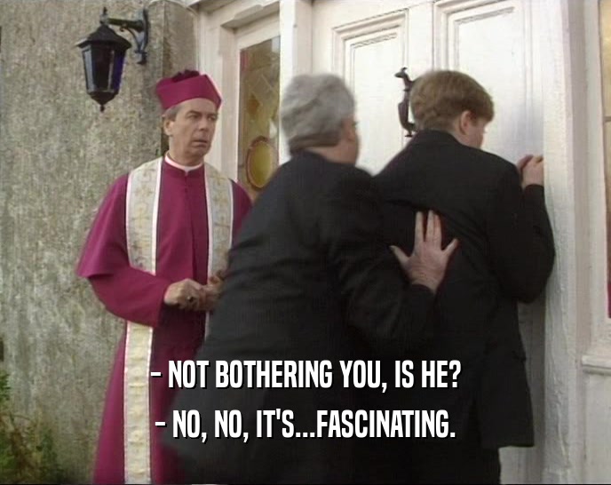 - NOT BOTHERING YOU, IS HE? - NO, NO, IT'S...FASCINATING. 