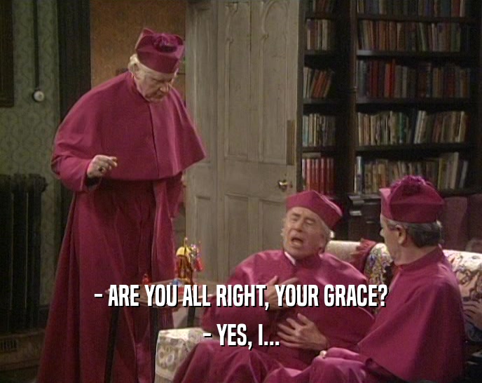 - ARE YOU ALL RIGHT, YOUR GRACE?
 - YES, I...
 