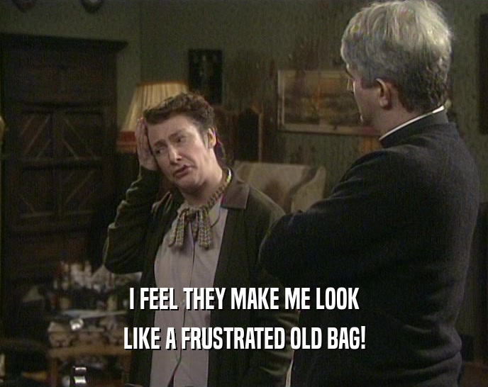 I FEEL THEY MAKE ME LOOK
 LIKE A FRUSTRATED OLD BAG!
 