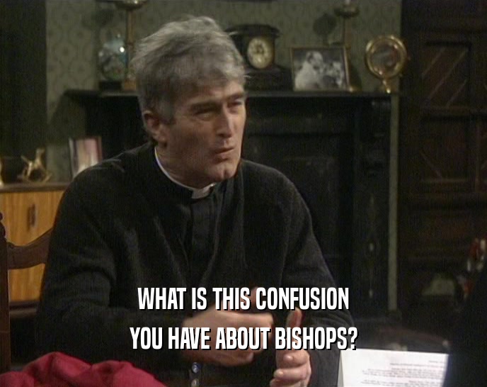 WHAT IS THIS CONFUSION
 YOU HAVE ABOUT BISHOPS?
 