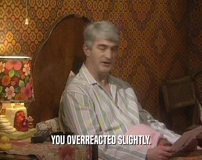 YOU OVERREACTED SLIGHTLY.  