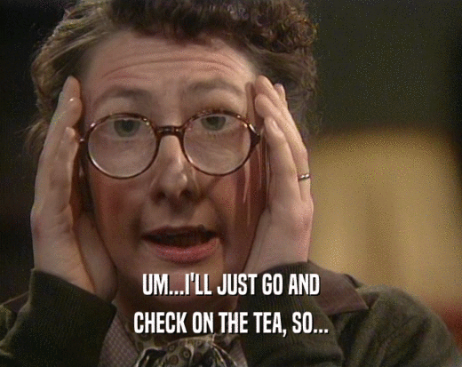 UM...I'LL JUST GO AND CHECK ON THE TEA, SO... 