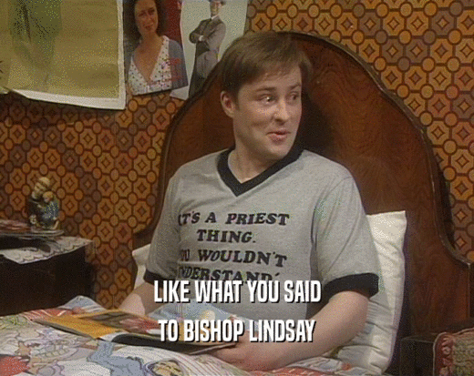 LIKE WHAT YOU SAID TO BISHOP LINDSAY 