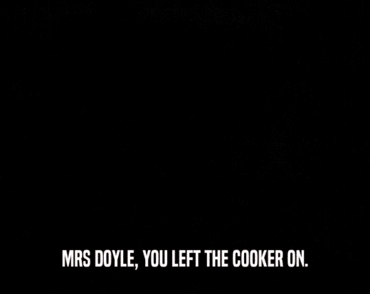 MRS DOYLE, YOU LEFT THE COOKER ON.  
