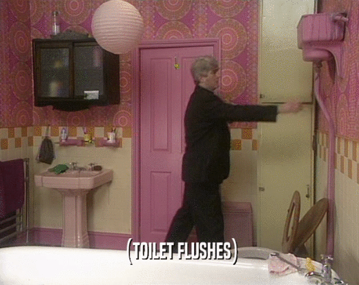 (TOILET FLUSHES)  