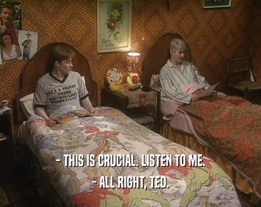- THIS IS CRUCIAL. LISTEN TO ME. - ALL RIGHT, TED. 