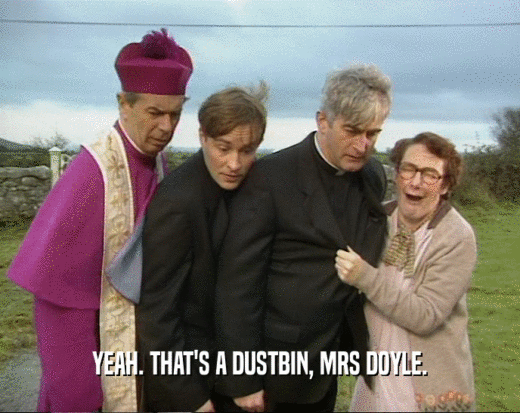 YEAH. THAT'S A DUSTBIN, MRS DOYLE.
  
