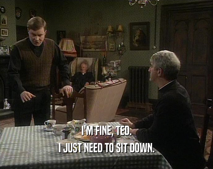I'M FINE, TED.
 I JUST NEED TO SIT DOWN.
 