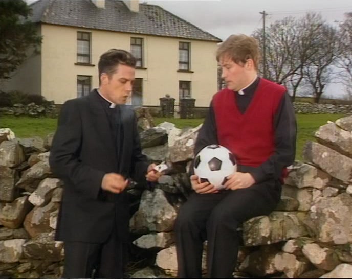 - HERE, D'YOU WANT ONE?
 - AH, NO, THANKS, FATHER LENNON.
 