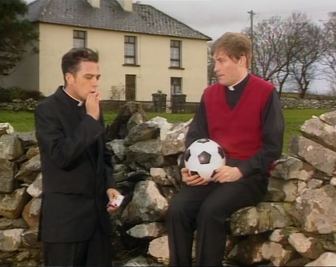 - HERE, D'YOU WANT ONE? - AH, NO, THANKS, FATHER LENNON. 
