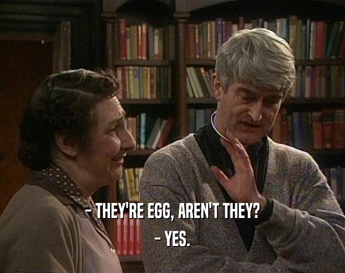 - THEY'RE EGG, AREN'T THEY? - YES. 