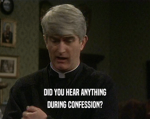 DID YOU HEAR ANYTHING
 DURING CONFESSION?
 