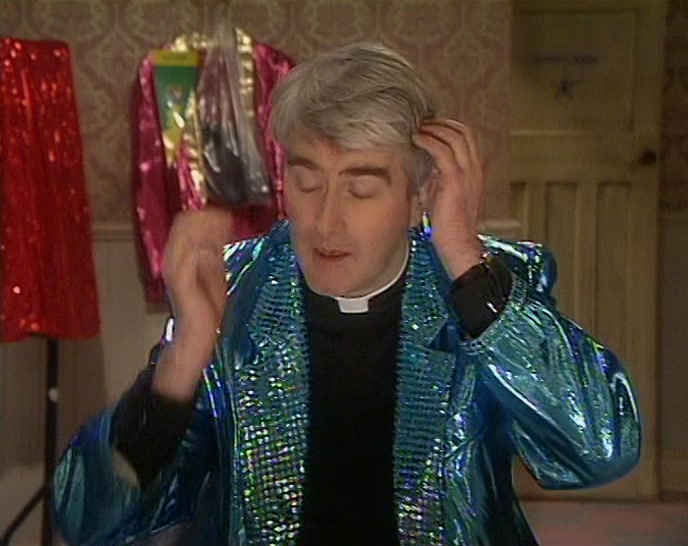 ER, MRS DOYLE, I THINK THAT'S ENOUGH MAKE-UP ON DOUGAL NOW. 