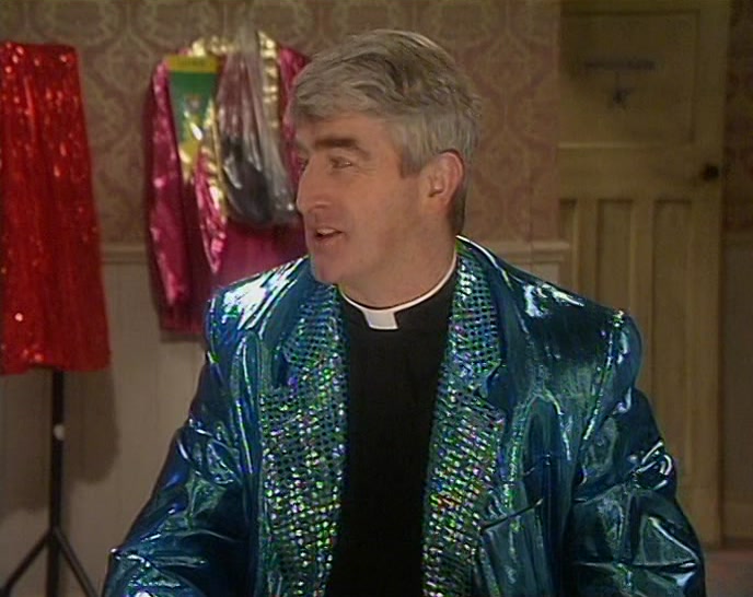 ER, MRS DOYLE, I THINK THAT'S ENOUGH MAKE-UP ON DOUGAL NOW. 