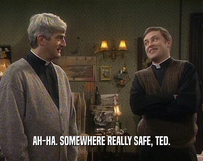 AH-HA. SOMEWHERE REALLY SAFE, TED.
  