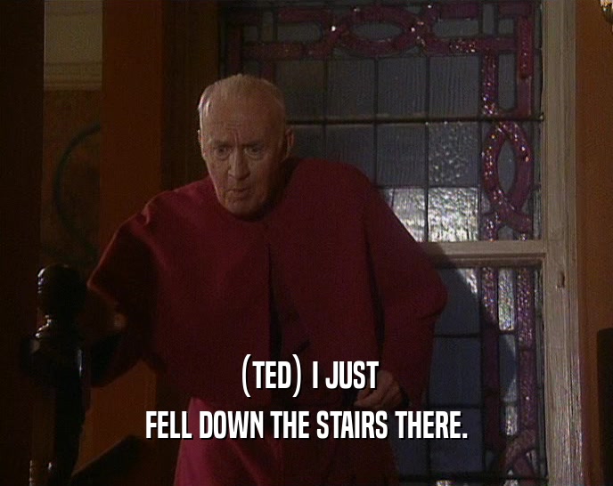 (TED) I JUST FELL DOWN THE STAIRS THERE. 