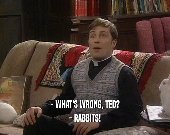- WHAT'S WRONG, TED? - RABBITS! 