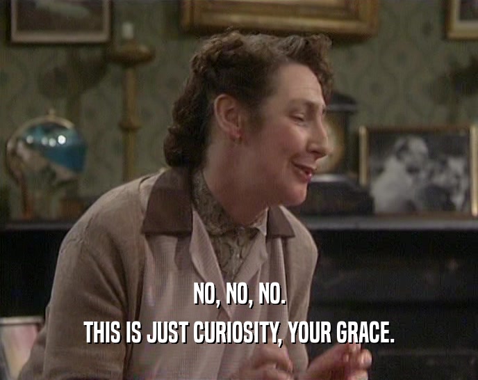 NO, NO, NO. THIS IS JUST CURIOSITY, YOUR GRACE. 