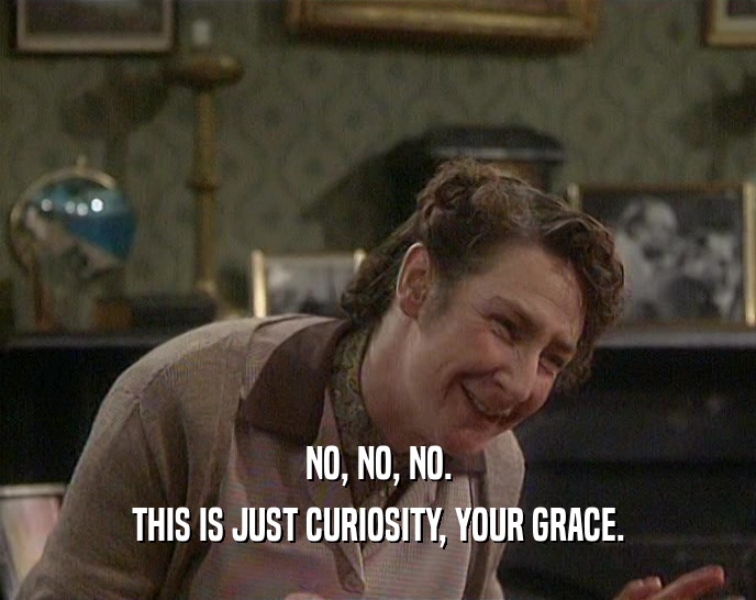 NO, NO, NO. THIS IS JUST CURIOSITY, YOUR GRACE. 