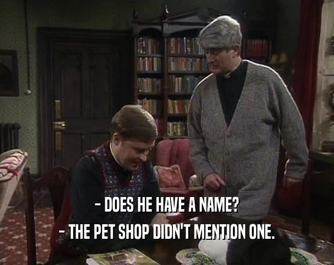 - DOES HE HAVE A NAME? - THE PET SHOP DIDN'T MENTION ONE. 