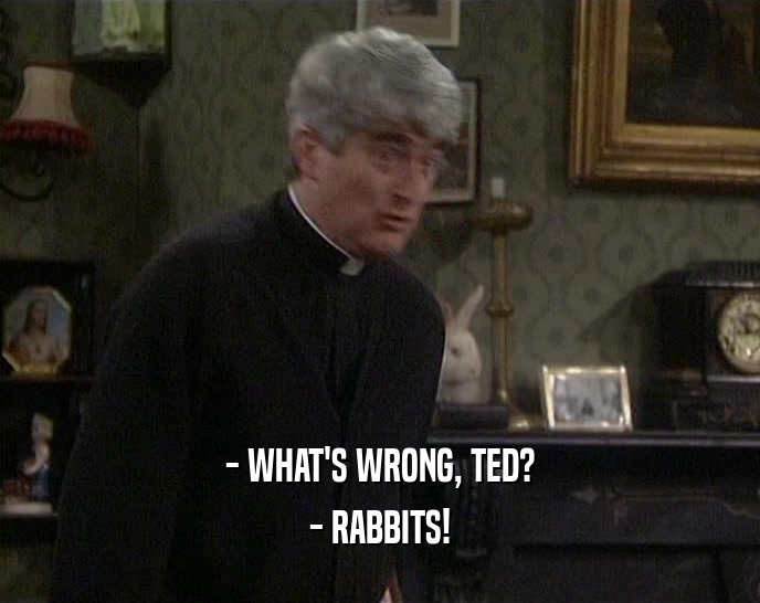 - WHAT'S WRONG, TED? - RABBITS! 