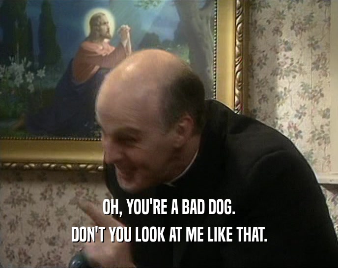 OH, YOU'RE A BAD DOG. DON'T YOU LOOK AT ME LIKE THAT. 